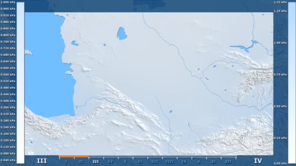 Druk Van Waterdamp Maand Het Gebied Van Turkmenistan Met Geanimeerde — Stockvideo