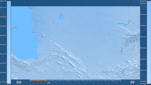 Velocità Del Vento Mese Nell Area Del Turkmenistan Con Leggenda — Video Stock