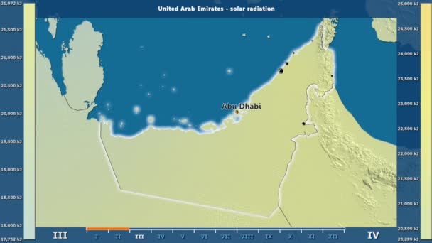 Radiación Solar Por Mes Zona Los Emiratos Árabes Unidos Con — Vídeo de stock