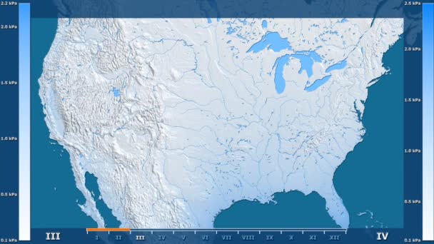 Wasserdampfdruck Von Monat Den Vereinigten Staaten Festland Bereich Mit Animierten — Stockvideo