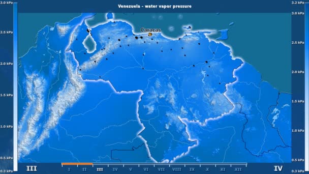 Давление Водяного Пара Месяцам Венесуэле Анимированной Легендой Английские Метки Названия — стоковое видео