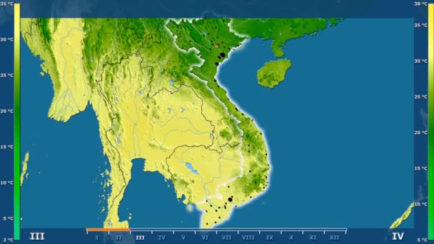 Temperatura Massima Mensile Nella Zona Del Vietnam Con Leggenda Animata — Video Stock