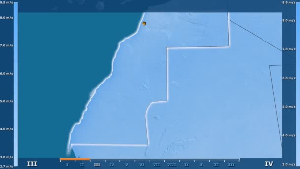 Velocidad Del Viento Por Mes Zona Del Sáhara Occidental Con — Vídeo de stock