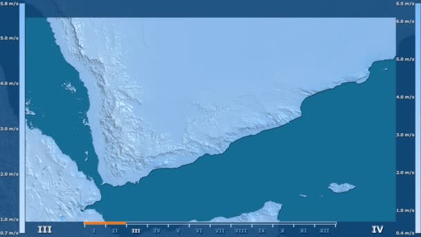 Vitesse Vent Par Mois Dans Région Yémen Avec Légende Animée — Video