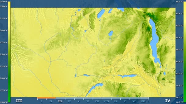 Temperatura Máxima Por Mes Área Zambia Con Leyenda Animada Sombreado — Vídeos de Stock