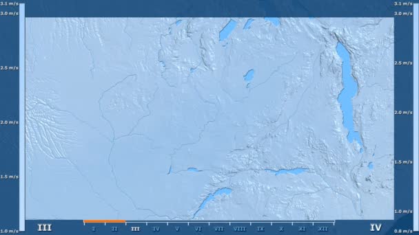 Wind Speed Month Zambia Area Animated Legend Raw Color Shader — Stock Video