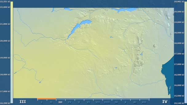 Solar Radiation Month Zimbabwe Area Animated Legend Raw Color Shader — Stock Video