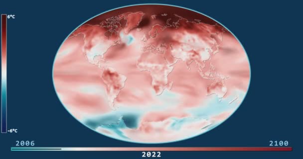 Modelo de cambio de temperatura superficial (2006-2100, RCP 8.5) en la proyección de Fahey — Vídeos de Stock