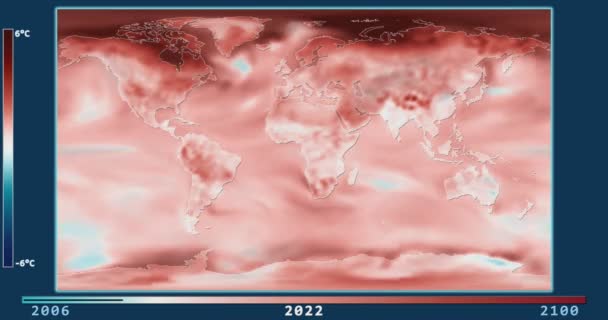 Surface Temperature Change Model (2006-2100, RCP 2.6) in the Patterson projection — Stock Video