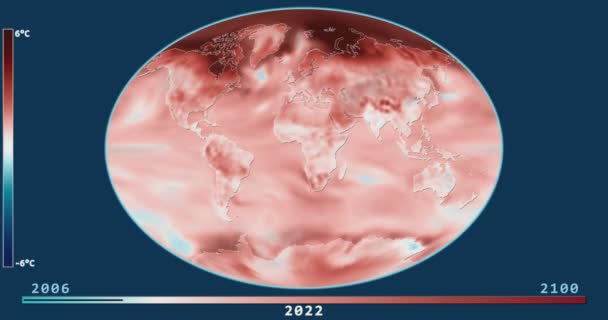 Модель изменения температуры поверхности (2006-2100, RCP 2.6) в проекции Фейхи — стоковое видео
