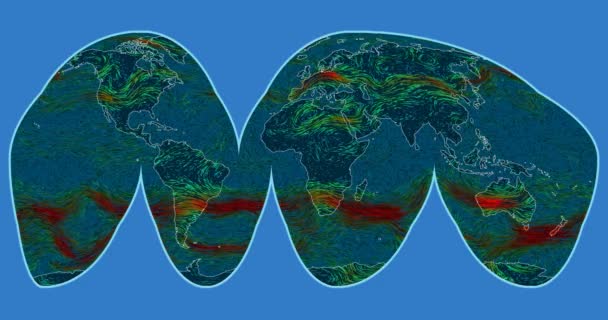 Velocidade Vento Sobre Superfície Terra Projeção Homolosina Goode Interrompida Svs — Vídeo de Stock