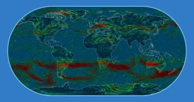 Hız Dünya'nın yüzey üzerinde rüzgar. Eckert III projeksiyon. SVS/Gsfc/Nasa veri kümesi kimliği: 4240