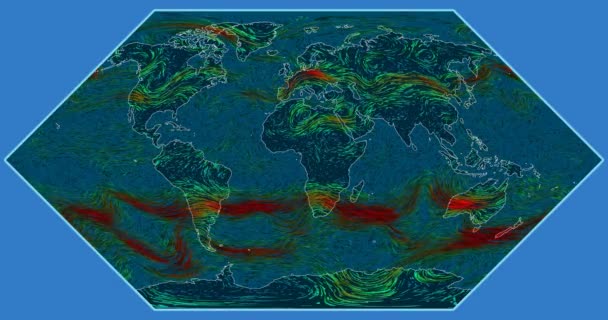 Windsnelheid Het Aardoppervlak Eckert Projectie Nasa Gsfc Svs Dataset 4240 — Stockvideo