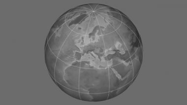 Zum-küre üzerinde kalıptan çekilmiş Ukrayna tarih içinde. Sermaye, idari sınırları ve graticule. Yükselme ve bathymetry - gri tonlama