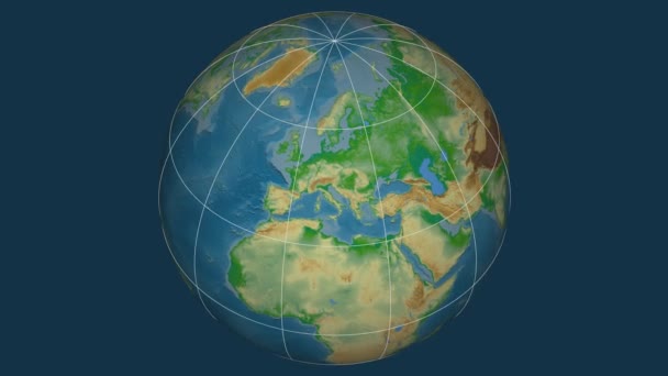 Zoom Ucrânia Extrudido Globo Capital Fronteiras Administrativas Gratificação Mapa Físico — Vídeo de Stock