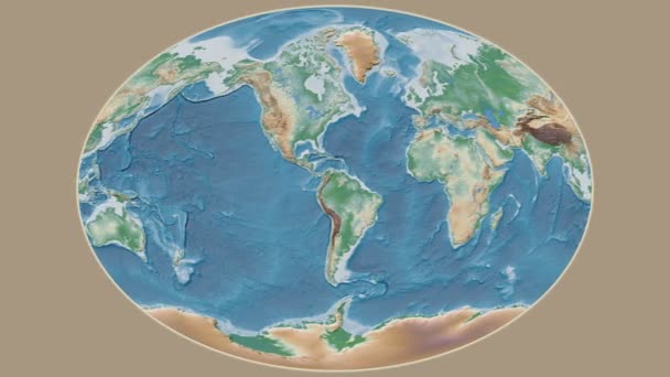 Area Israele Presentata Contro Mappa Fisica Globale Nella Proiezione Fahey — Video Stock