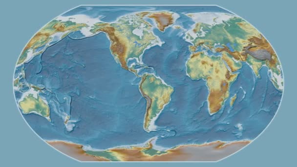 Территория Израиля Представлена Фоне Глобальной Рельефной Карты Проекции Каврайский Vii — стоковое видео