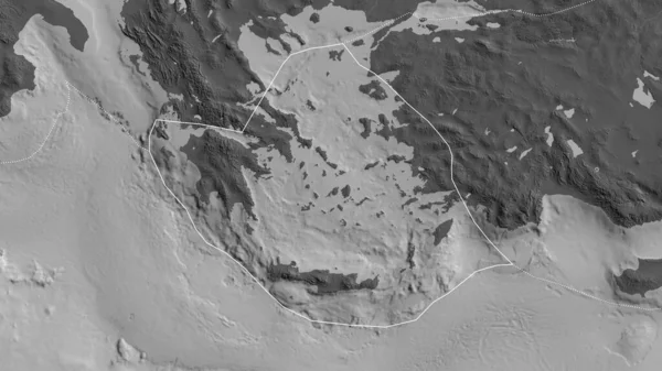 海嶺地図を背景に周囲のプレートの境界を持つエーゲ海地殻プレートの概要 3Dレンダリング — ストック写真