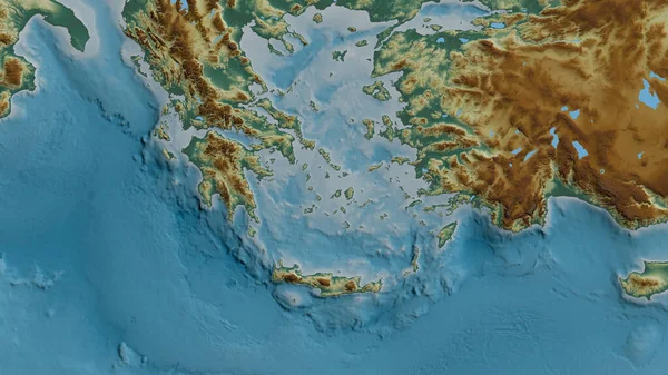 Mapa Terenu Wokół Płyty Tektonicznej Morza Egejskiego Renderowanie — Zdjęcie stockowe