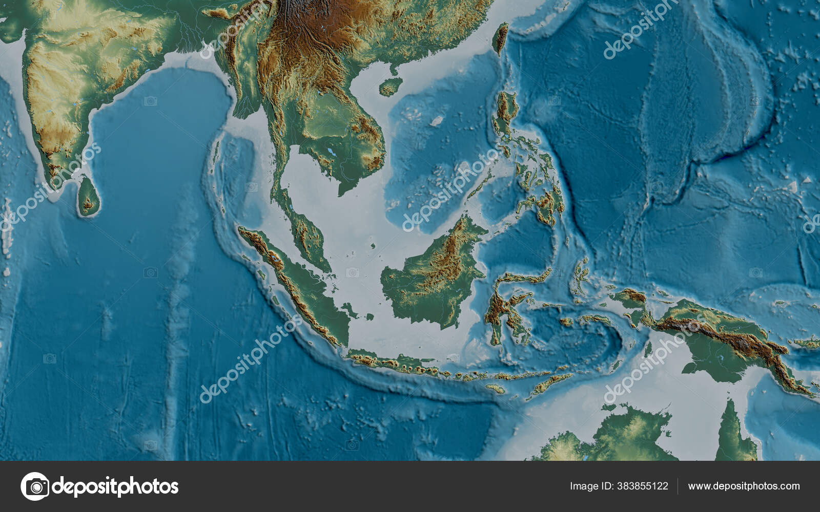 Карта Местности Вокруг Тектонической Плиты Сунда Рендеринг.