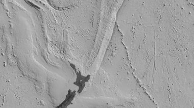 Kermadec tektonik plakasının çevresinin çift seviyeli haritası. 3B görüntüleme