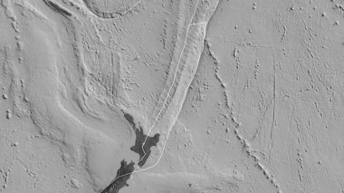 Kermadec tektonik plakasının ana hatları ve çevresindeki plakaların kenarları bir bilek haritasının arka planında. 3B görüntüleme