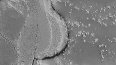 Mariana tektonik plakasının etrafındaki bölgenin gri tonlu haritası. 3B görüntüleme