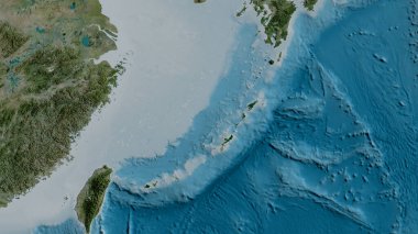 Satellite map of the area around the Okinawa tectonic plate. 3D rendering clipart