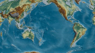 Relief map of the area around the Pacific tectonic plate. 3D rendering clipart