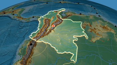 Kolombiya rahatlama ortografik haritasında yer aldı. Sermaye, idari sınırlar ve memnuniyet