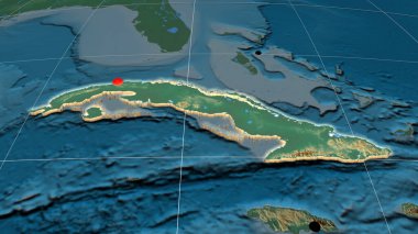 Küba, rahatlama ortografik haritasında yer aldı. Sermaye, idari sınırlar ve memnuniyet