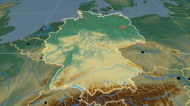 Almanya rahatlama ortografik haritasında yer aldı. Sermaye, idari sınırlar ve memnuniyet