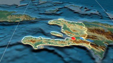 Haiti rahatlama ortografik haritasında yer aldı. Sermaye, idari sınırlar ve memnuniyet