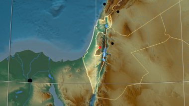 İsrail, rahatlama ortografik haritasında ana hatlarını belirledi. Sermaye, idari sınırlar ve memnuniyet