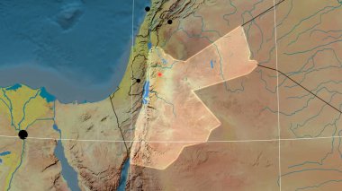 Jordan topografik ortografik haritada ana hatlarını belirledi. Sermaye, idari sınırlar ve memnuniyet