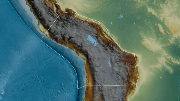 Umriss Der Tektonischen Platte Des Altiplano Mit Den Rändern Der — Stockfoto