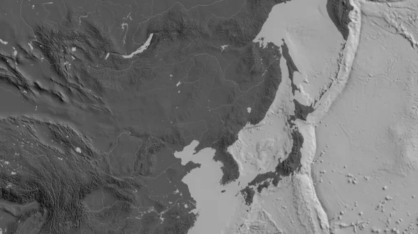 Mapa Bilevel Del Área Alrededor Placa Tectónica Amur Renderizado — Foto de Stock