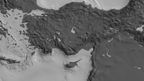 アナトリアプレートの周囲の地域の二層地図 3Dレンダリング — ストック写真