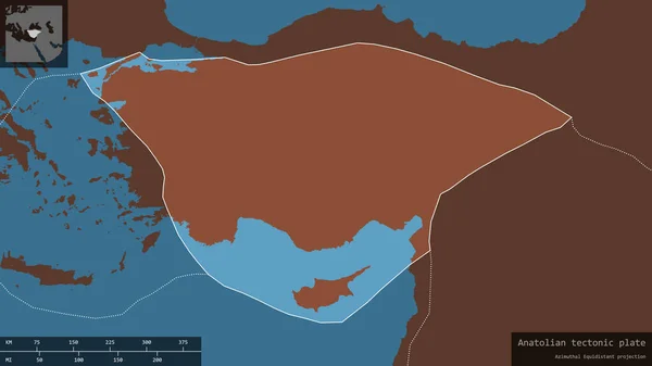 Anatolijský Obrazec Ztmavlém Zpustošeném Pozadí Vzorové Mapy Informativními Překryvy Vykreslování — Stock fotografie