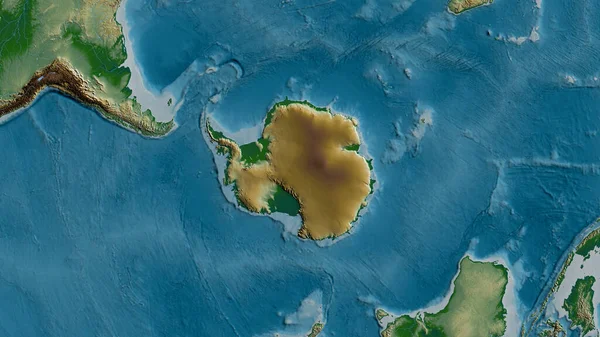 Фізична Мапа Області Навколо Антарктичної Тектонічної Плити Візуалізація — стокове фото