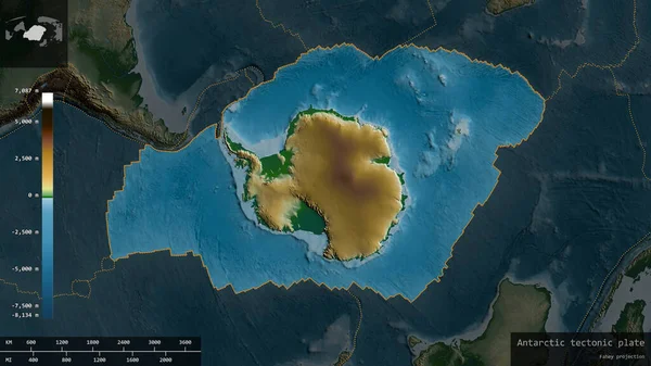 Forma Placa Antártica Delineada Sobre Fondo Oscuro Desaturado Del Mapa — Foto de Stock