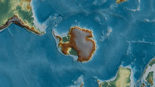 Mappa Rilievo Dell Area Intorno Alla Placca Tettonica Antartica Rendering — Foto Stock