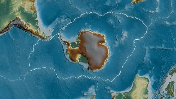 Overzicht Van Antarctische Tektonische Plaat Met Randen Van Omringende Platen — Stockfoto
