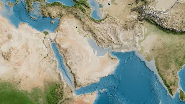 Mapa Satélite Área Torno Placa Tectónica Árabe Renderização — Fotografia de Stock