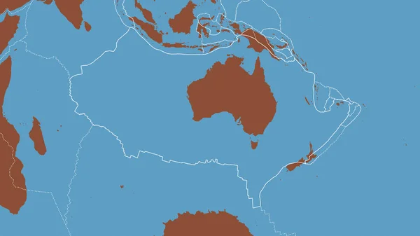 Overzicht Van Australische Tektonische Plaat Met Randen Van Omringende Platen — Stockfoto