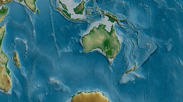 Фізична Мапа Території Навколо Австралійської Тектонічної Плити Візуалізація — стокове фото