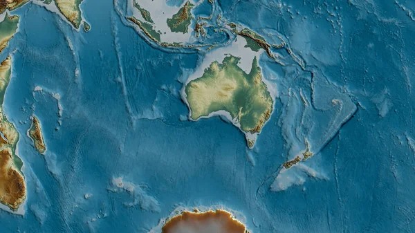 Mapa Relieve Del Área Alrededor Placa Tectónica Australiana Renderizado — Foto de Stock
