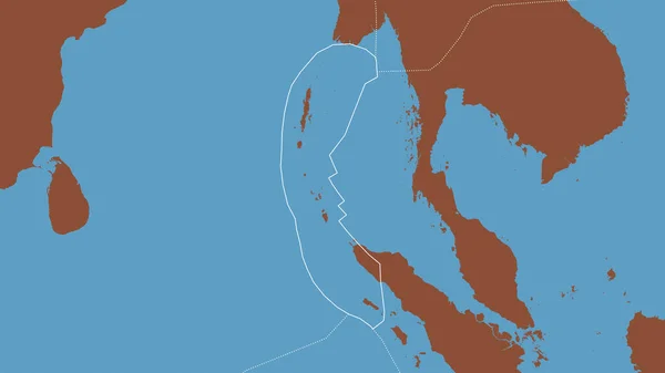 Контур Бирманской Тектонической Плиты Границами Окружающих Плит Фоне Рисунка Карты — стоковое фото