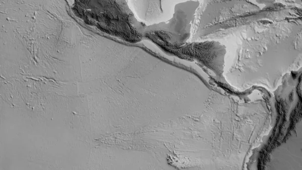 ココス地殻プレートの周りの領域のグレースケールマップ 3Dレンダリング — ストック写真