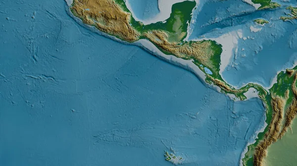 Mapa Físico Del Área Alrededor Placa Tectónica Cocos Renderizado —  Fotos de Stock